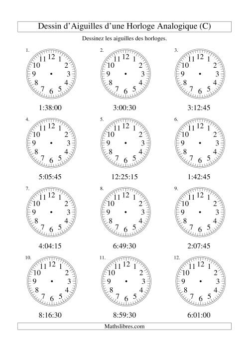 Dessin d'Aiguiles sur Une Horloge Analogique avec 15 Secondes d'Intervalle (C)