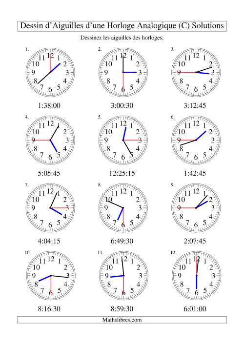 Dessin d'Aiguiles sur Une Horloge Analogique avec 15 Secondes d'Intervalle (C) page 2