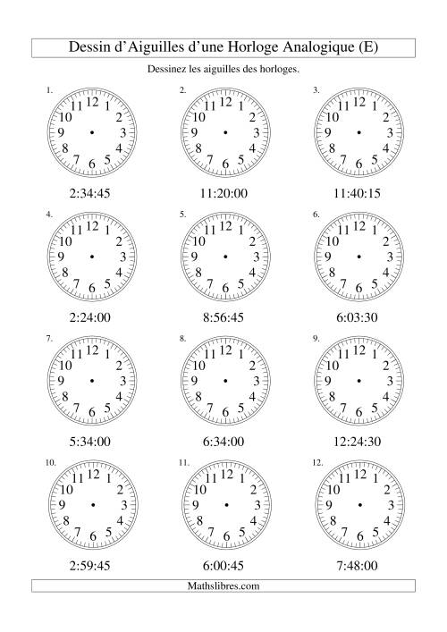 Dessin d'Aiguiles sur Une Horloge Analogique avec 15 Secondes d'Intervalle (E)