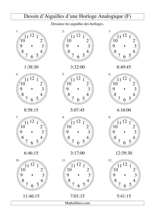 Dessin d'Aiguiles sur Une Horloge Analogique avec 15 Secondes d'Intervalle (F)