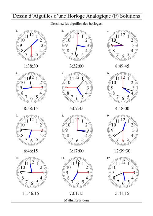 Dessin d'Aiguiles sur Une Horloge Analogique avec 15 Secondes d'Intervalle (F) page 2