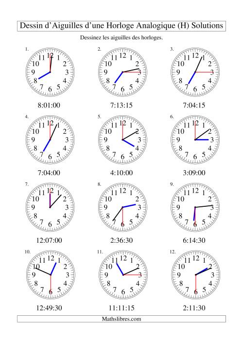 Dessin d'Aiguiles sur Une Horloge Analogique avec 15 Secondes d'Intervalle (H) page 2