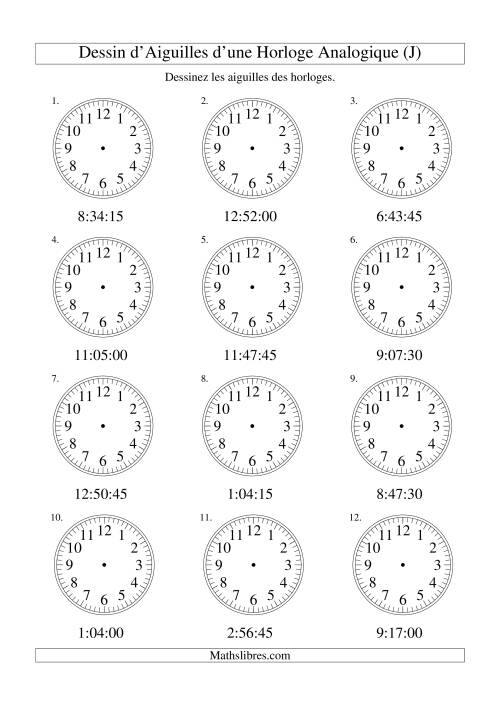 Dessin d'Aiguiles sur Une Horloge Analogique avec 15 Secondes d'Intervalle (J)