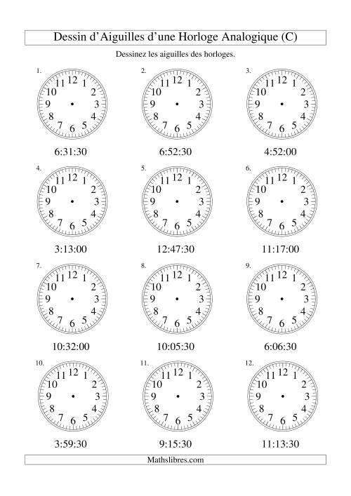 Dessin d'Aiguiles sur Une Horloge Analogique avec 30 Secondes d'Intervalle (C)