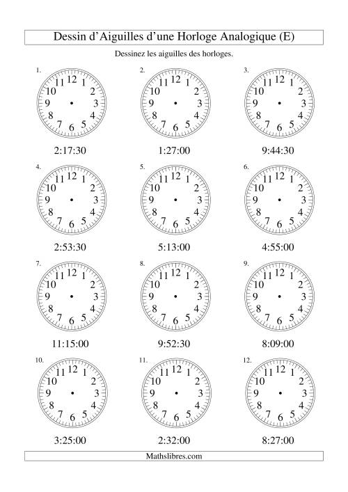 Dessin d'Aiguiles sur Une Horloge Analogique avec 30 Secondes d'Intervalle (E)