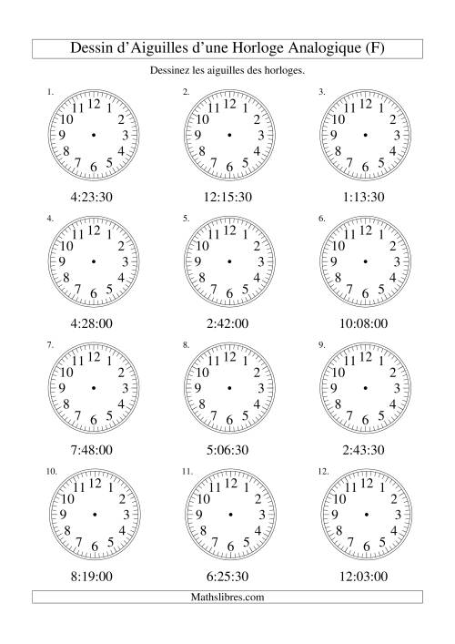 Dessin d'Aiguiles sur Une Horloge Analogique avec 30 Secondes d'Intervalle (F)