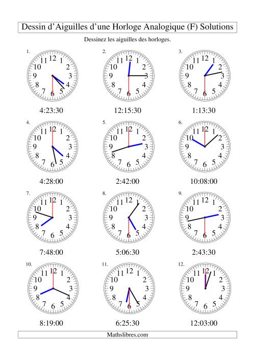 Dessin d'Aiguiles sur Une Horloge Analogique avec 30 Secondes d'Intervalle (F) page 2