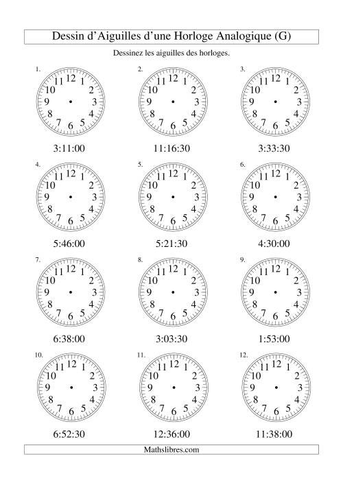 Dessin d'Aiguiles sur Une Horloge Analogique avec 30 Secondes d'Intervalle (G)