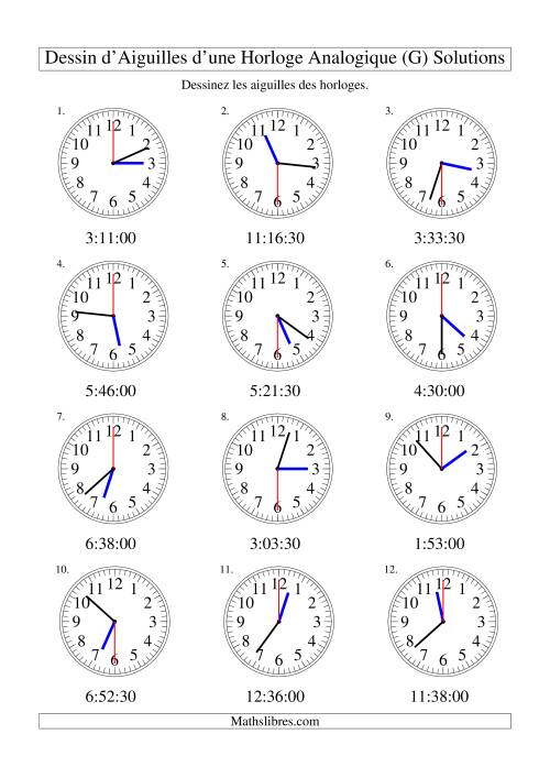 Dessin d'Aiguiles sur Une Horloge Analogique avec 30 Secondes d'Intervalle (G) page 2