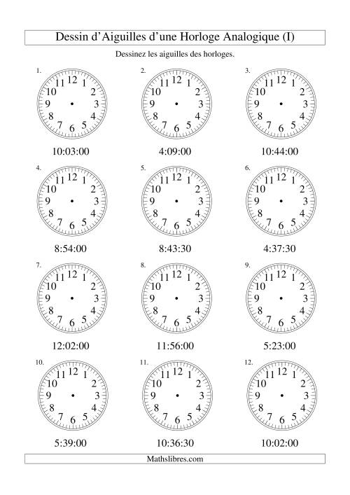 Dessin d'Aiguiles sur Une Horloge Analogique avec 30 Secondes d'Intervalle (I)