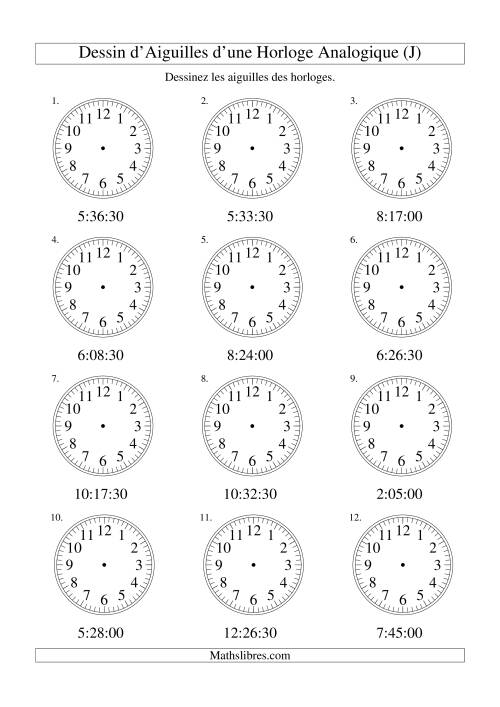 Dessin d'Aiguiles sur Une Horloge Analogique avec 30 Secondes d'Intervalle (J)