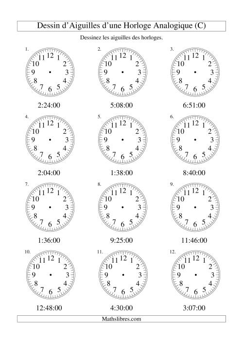Dessin d'Aiguiles sur Une Horloge Analogique avec 60 Secondes d'Intervalle (C)