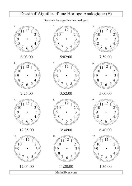 Dessin d'Aiguiles sur Une Horloge Analogique avec 60 Secondes d'Intervalle (E)