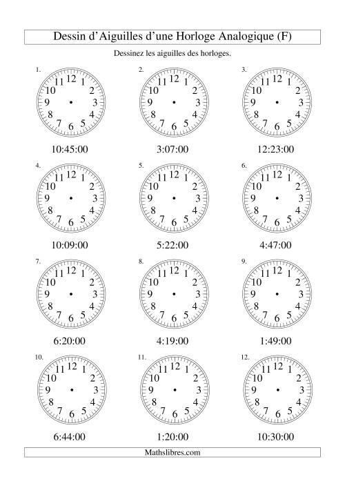 Dessin d'Aiguiles sur Une Horloge Analogique avec 60 Secondes d'Intervalle (F)
