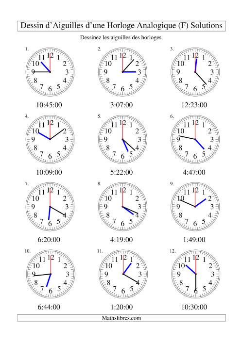 Dessin d'Aiguiles sur Une Horloge Analogique avec 60 Secondes d'Intervalle (F) page 2