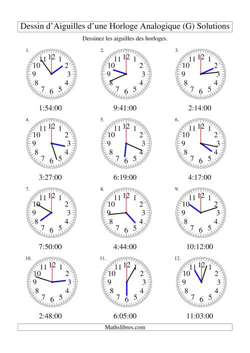 Dessin d'Aiguiles sur Une Horloge Analogique avec 60 Secondes d'Intervalle (G) page 2