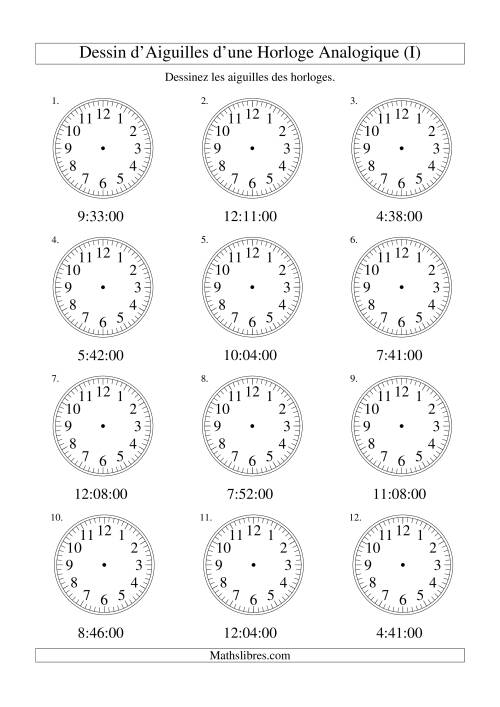 Dessin d'Aiguiles sur Une Horloge Analogique avec 60 Secondes d'Intervalle (I)