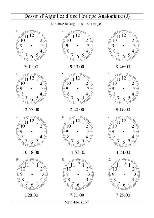 Dessin d'Aiguiles sur Une Horloge Analogique avec 60 Secondes d'Intervalle (J)