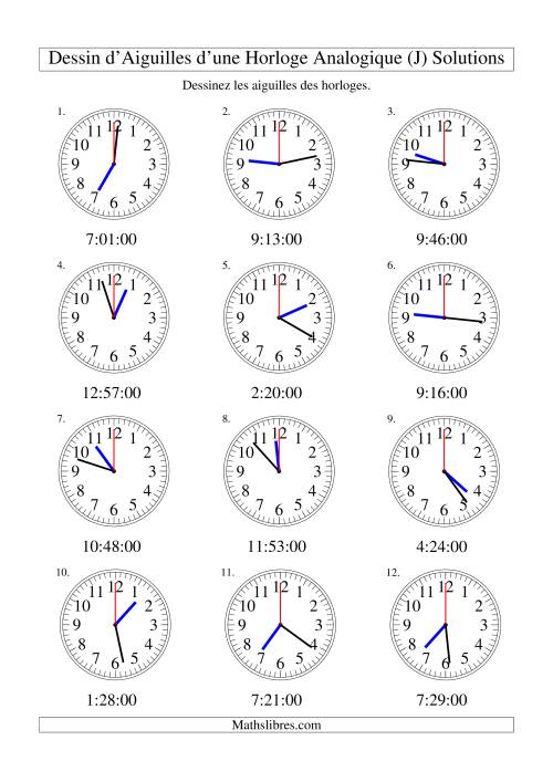 Dessin d'Aiguiles sur Une Horloge Analogique avec 60 Secondes d'Intervalle (J) page 2
