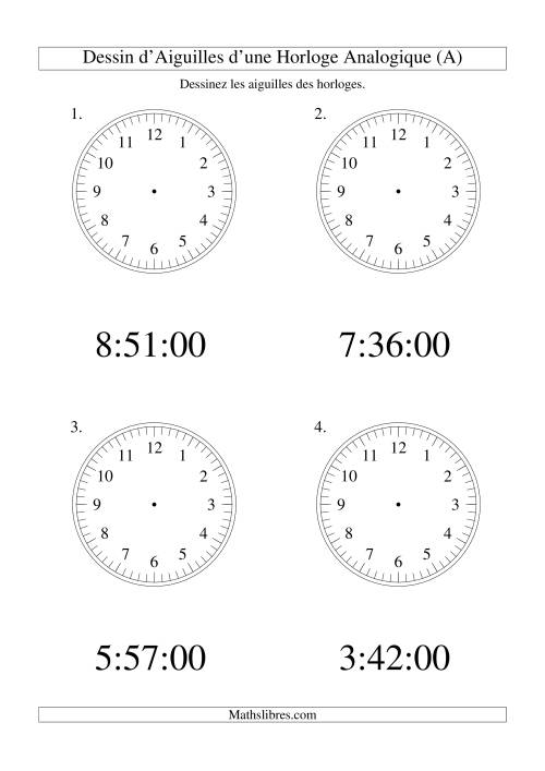 Dessin d'Aiguiles sur Une Horloge Analogique avec 60 Secondes d'Intervalle (Grand Format) (Grand Format)
