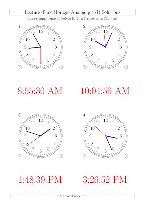 Lecture de l'Heure sur Une Horloge Analogique avec 1 Minute  Seconde d'Intervalle (4 Horloges) (I) page 2