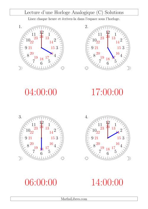 Lecture de l'Heure sur Une Horloge Analogique avec 60 Minutes  & Secondes d'Intervalle (4 Horloges) (C) page 2