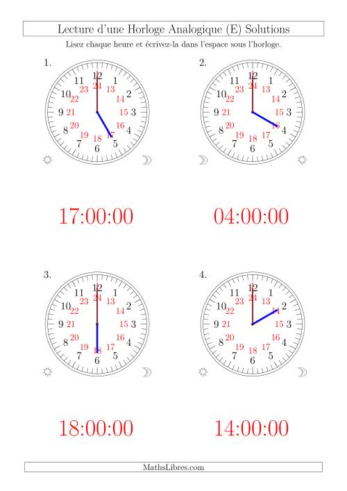 Lecture de l'Heure sur Une Horloge Analogique avec 60 Minutes  & Secondes d'Intervalle (4 Horloges) (E) page 2
