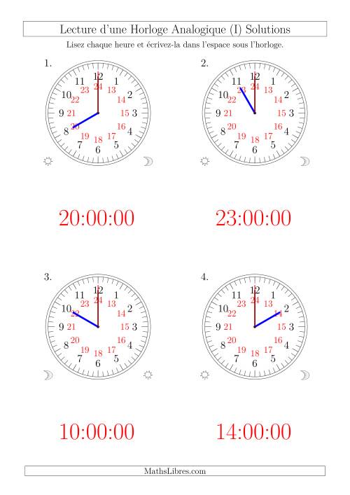 Lecture de l'Heure sur Une Horloge Analogique avec 60 Minutes  & Secondes d'Intervalle (4 Horloges) (I) page 2