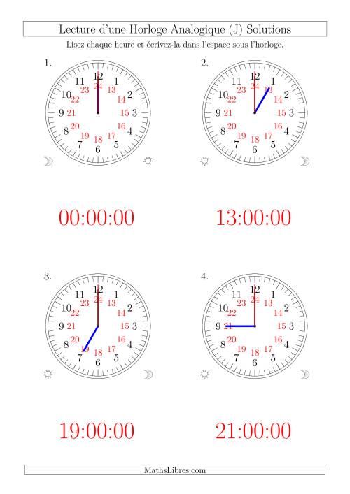 Lecture de l'Heure sur Une Horloge Analogique avec 60 Minutes  & Secondes d'Intervalle (4 Horloges) (J) page 2