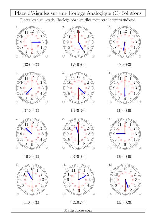 Place d'Aiguiles sur Une Horloge Analogique avec 60 Minutes & Secondes d'Intervalle (12 Horloges) (C) page 2