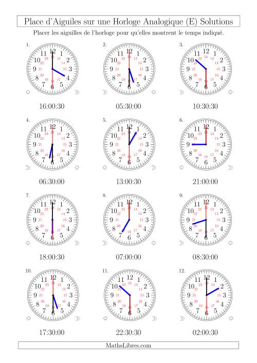 Place d'Aiguiles sur Une Horloge Analogique avec 60 Minutes & Secondes d'Intervalle (12 Horloges) (E) page 2