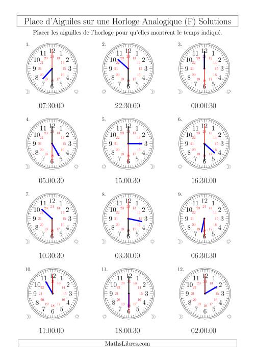 Place d'Aiguiles sur Une Horloge Analogique avec 60 Minutes & Secondes d'Intervalle (12 Horloges) (F) page 2