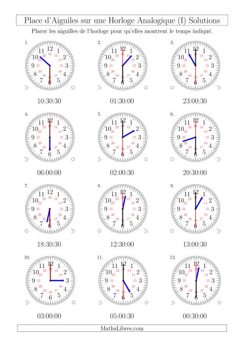 Place d'Aiguiles sur Une Horloge Analogique avec 60 Minutes & Secondes d'Intervalle (12 Horloges) (I) page 2