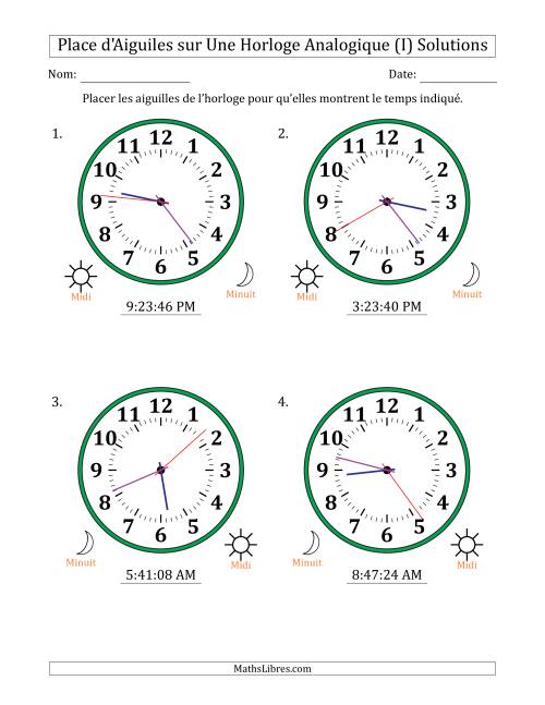 Place d'Aiguiles sur Une Horloge Analogique utilisant le système horaire sur 12 heures avec 1 Secondes d'Intervalle (4 Horloges) (I) page 2