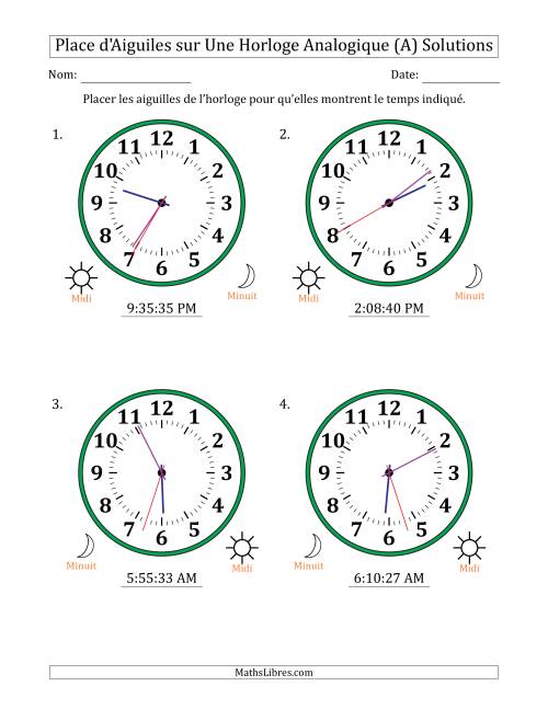 Place d'Aiguiles sur Une Horloge Analogique utilisant le système horaire sur 12 heures avec 1 Secondes d'Intervalle (4 Horloges) (Tout) page 2