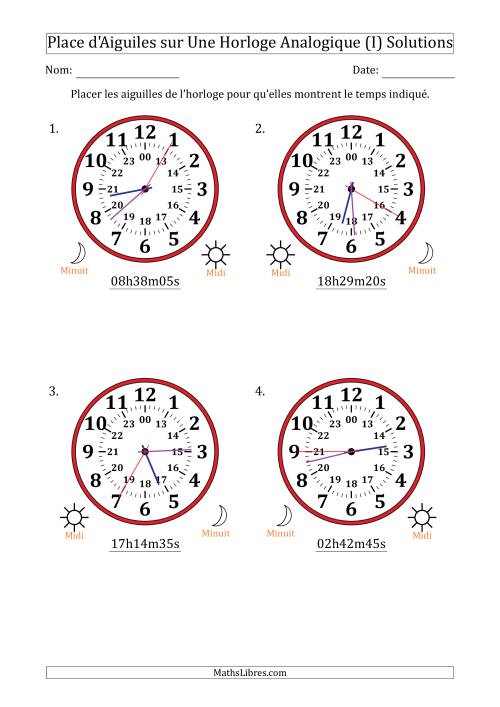 Place d'Aiguiles sur Une Horloge Analogique utilisant le système horaire sur 24 heures avec 5 Secondes d'Intervalle (4 Horloges) (I) page 2