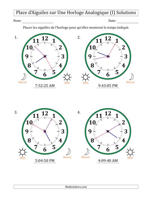 Place d'Aiguiles sur Une Horloge Analogique utilisant le système horaire sur 12 heures avec 5 Secondes d'Intervalle (4 Horloges) (I) page 2