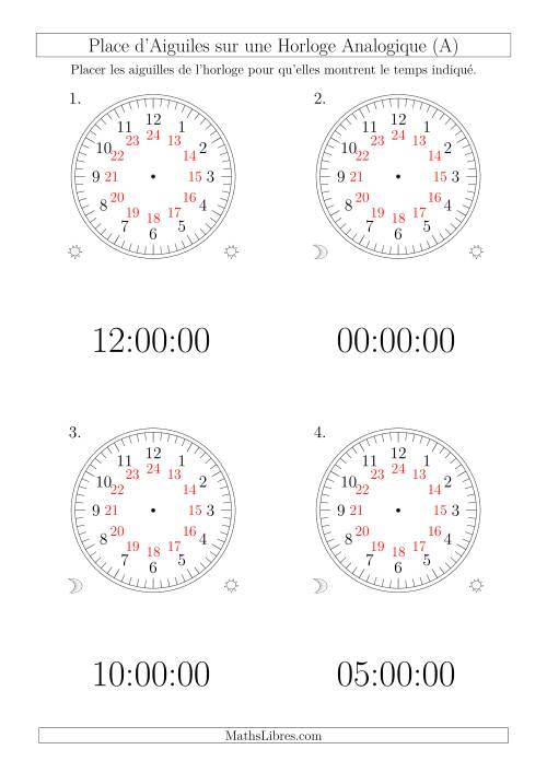 Place d'Aiguiles sur Une Horloge Analogique avec 60 Minutes  & Secondes d'Intervalle (12 Horloges) (A)