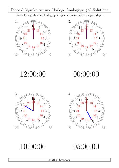 Place d'Aiguiles sur Une Horloge Analogique avec 60 Minutes  & Secondes d'Intervalle (12 Horloges) (A) page 2