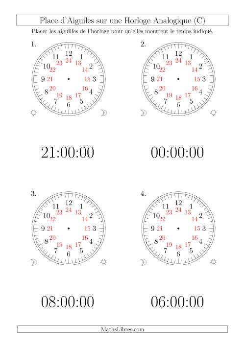 Place d'Aiguiles sur Une Horloge Analogique avec 60 Minutes  & Secondes d'Intervalle (12 Horloges) (C)