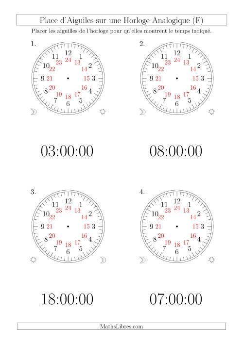 Place d'Aiguiles sur Une Horloge Analogique avec 60 Minutes  & Secondes d'Intervalle (12 Horloges) (F)