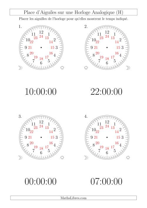 Place d'Aiguiles sur Une Horloge Analogique avec 60 Minutes  & Secondes d'Intervalle (12 Horloges) (H)