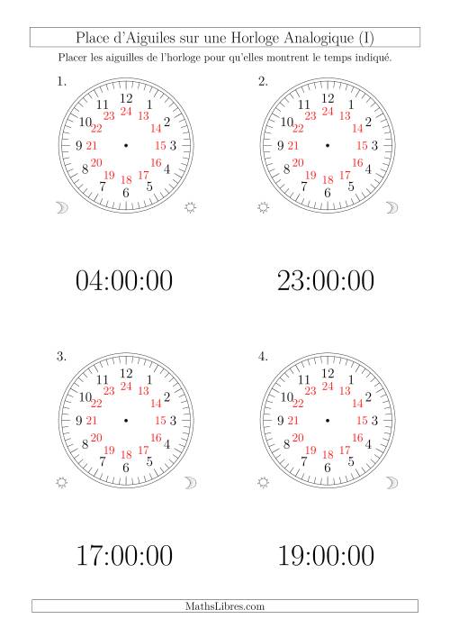 Place d'Aiguiles sur Une Horloge Analogique avec 60 Minutes  & Secondes d'Intervalle (12 Horloges) (I)