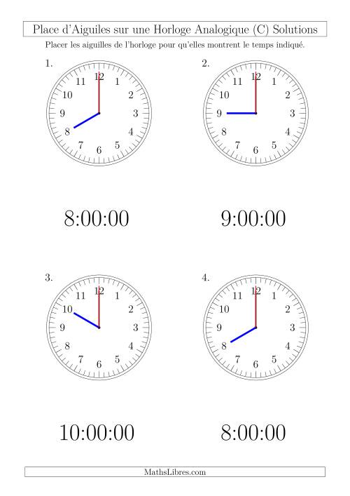 Place d'Aiguiles sur Une Horloge Analogique avec 60 Minutes  & Secondes d'Intervalle (4 Horloges) (C) page 2