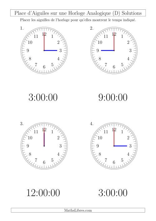 Place d'Aiguiles sur Une Horloge Analogique avec 60 Minutes  & Secondes d'Intervalle (4 Horloges) (D) page 2